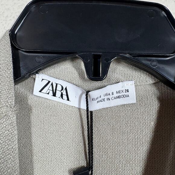 Zara Size Small Sweater Mock Neck Gray Corset Style Knit Two Toned Long Sleeves - Picture 7 of 10